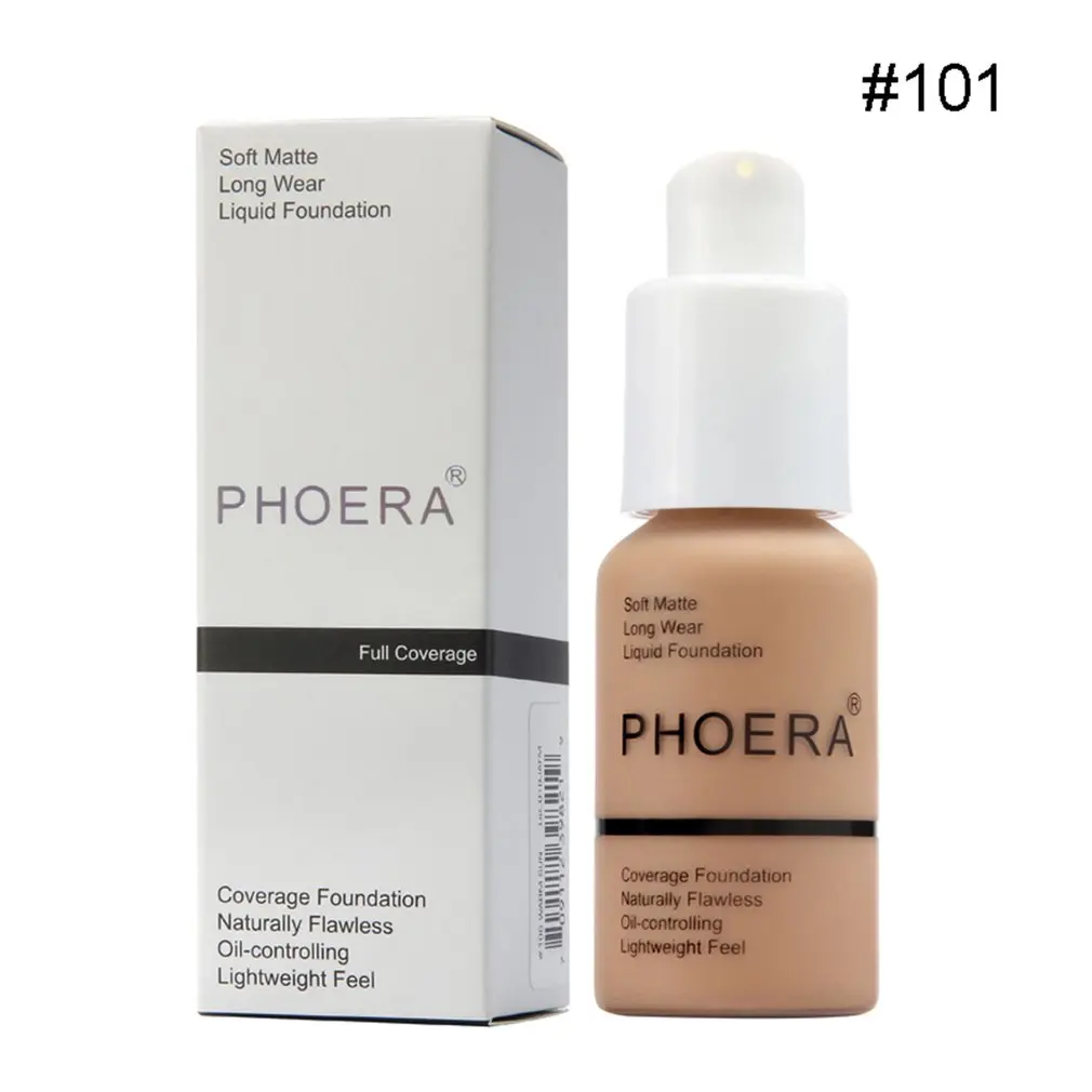 

PHOERA Perfect Beauty Face Liquid Foundation Base Soft Matte Long Wear Oil Coverage Foundation