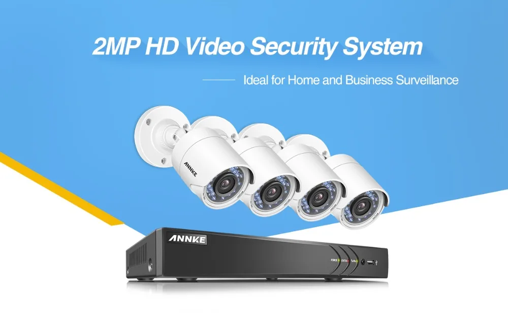 ANNKE 4CH 2MP камера системы безопасности HD система Крытый Открытый 5 в 1 H.264 DVR IP66 Всепогодный комплект системы охранного видеонаблюдения ИК