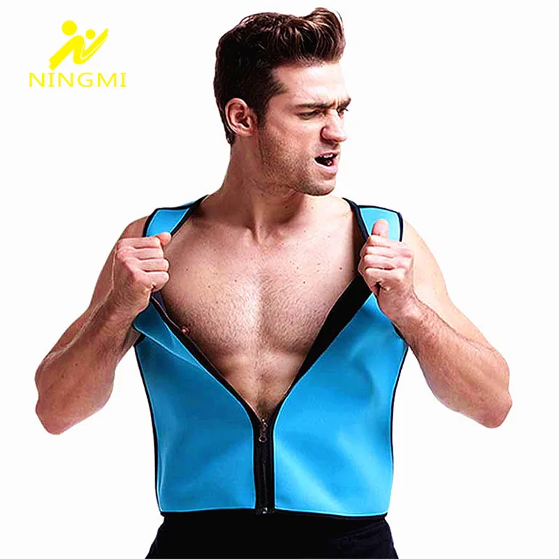 

NINGMI Slimming Underwear Waist Trainer for Mens Sport Vest Tank Top Neoprene Sauna Body Shaper Fitness Shirt Weight Loss Jacket