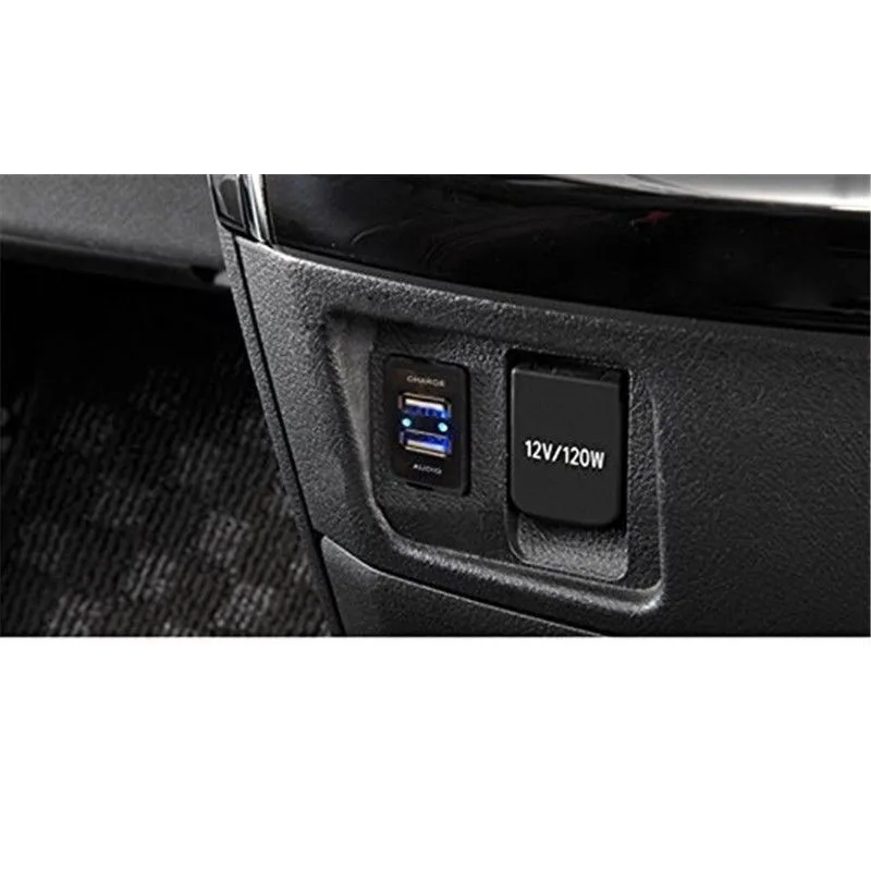 

Car 2.1A Dual USB Socket Dashboard Cell Phone Charger Audio Port For Toyota /VIG
