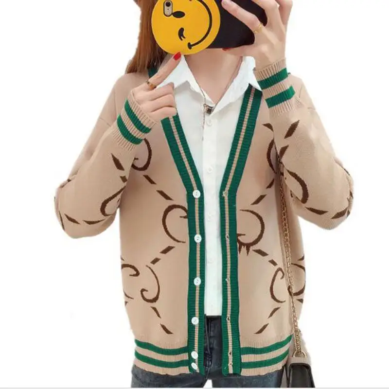 

Printed Cardigan Women For 2018 Spring Ladies Elegant Luxury Sweater Long Sleeve Women Clothing Female Women Tops AC742