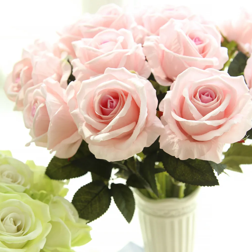 1 шт. искусственный цветок фланелевый поддельный букет невесты из роз Свадебная вечеринка Декор DIY принадлежности домашнее украшение
