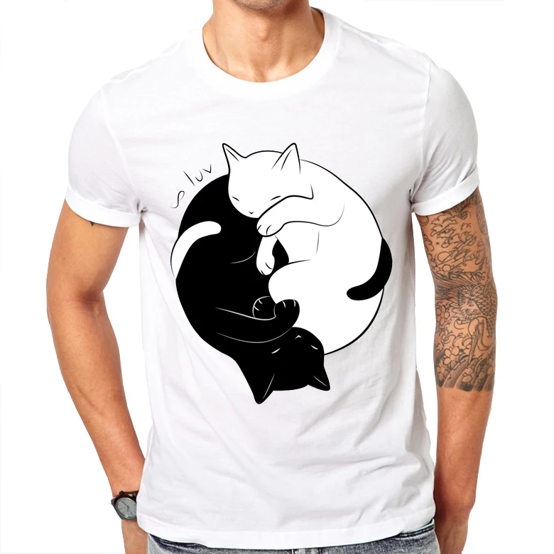 Novelty Printed Eternal Cat Love Design font b men b font font b T b font