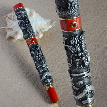 

ROLLER BALL PEN JINHAO OLD GREY AND RED TWO DRAGON PLAY PEARL CRYSTAL BUSINESS OFFICE STAIONERY GOOD FOR COLLECTION