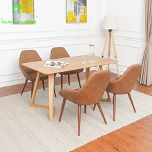 Творческий современный минималистский кожа спинки с отдыха диван-кресло один кафе Nordic