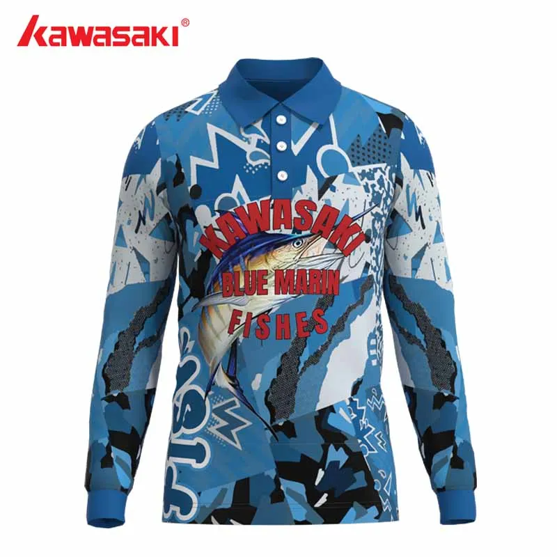 Ultra-Light Summer Collar Fishing Clothing Quick Dry Sublimation Custom Fishing Shirts Fishing Clothes Fishing Jerseys - Цвет: Синий