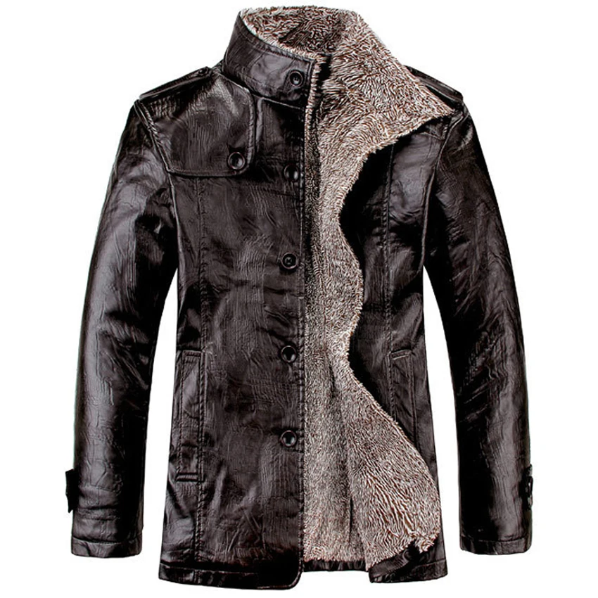 Mountainskin 4XL зимние повседневные Куртки из искусственной кожи мужские теплые пальто