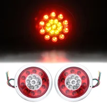 12 В задний тормозной Стоп-сигнал, габаритный светильник, индикатор для автомобиля, грузовика, прицепа, 19 светодиодов, Круглый отражатель, красный, желтый светильник, лампа