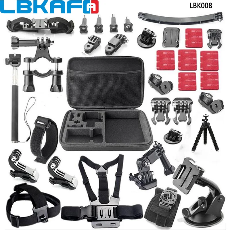 Trend Product  LBKAFA Accessories Kits Carry Bag Head Chest Strap Tripod Monopod Suction Cup For Gopro Hero 6 5 4  