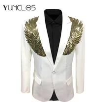 YUNCLOS крылья, дизайнерский мужской пиджак, весенний Однобортный блейзер для свадебной вечеринки, Мужской приталенный пиджак, модный блейзер