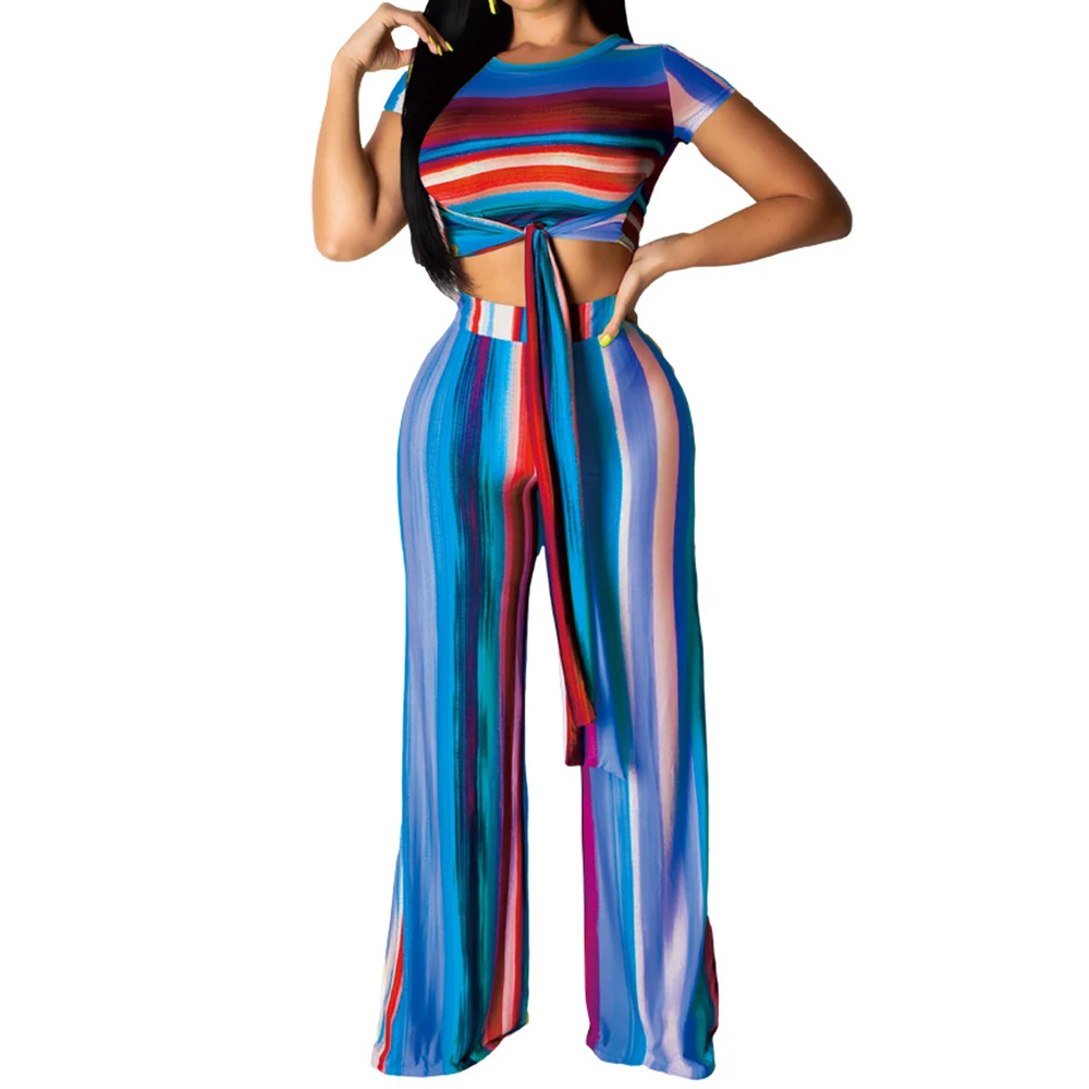 Summer Female Elegant Retro Jumpsuit Trousers Women Vintage Casual Two Pieces Sets O Neck Short Top+Loose Pants Puls Size XXL Summer Female Elegant Retro Jumpsuit Trousers Women Vintage Casual Two Pieces Sets O Neck Short Top+Loose Pants Puls Size XXL