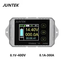 Juntek VAT4300 400V 300A Беспроводной напряжение и ток метром автомобильный мониторинга батареи 12V 24V 48V аккумулятор кулон счетчик VA метр