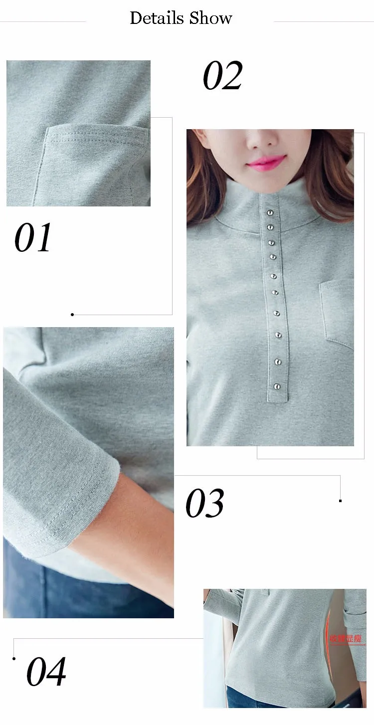 2016 Fashion Autumn & Spring Blusa Women Turtleneck Warm Winter Tops Slim Casual Long Sleeve T Shirt For Women Plus Size A733 a