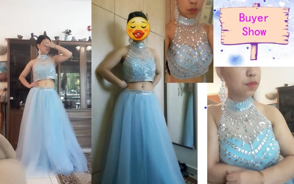 Real Picture New Arrival 2017 2 Pieces Prom Dresses (1)