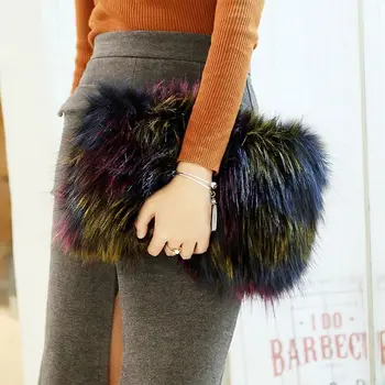 

Sales New Autumn Winter Luxury Women Faux Fur Bag Warm Fur Shoulder Bag Ladies Artificial Fur Big Casual Tote Female Handbag