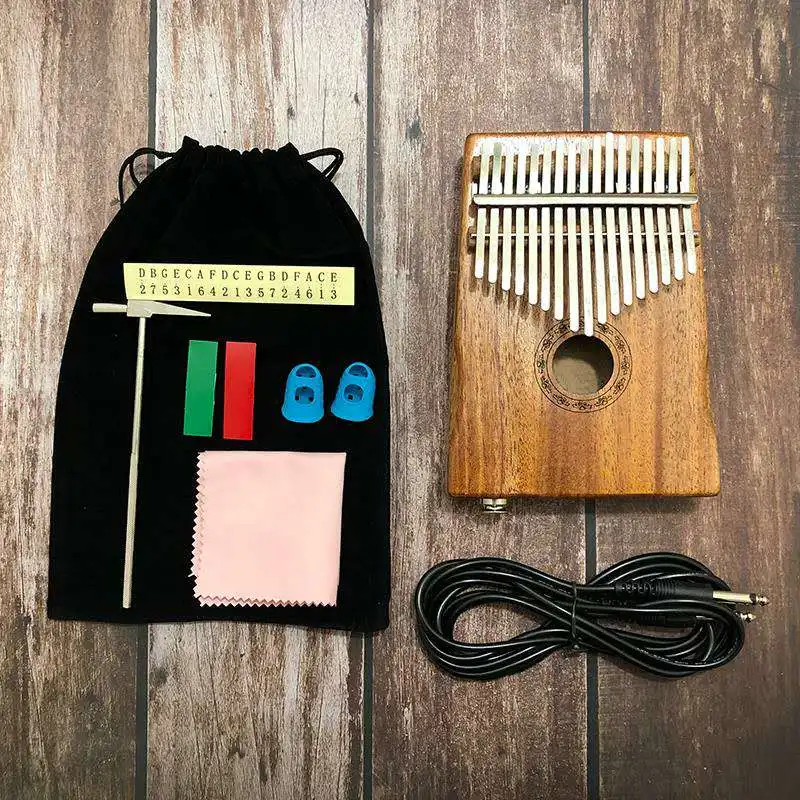 

17 Keys Electric Kalimba Thumb Piano Mbira Toy Acoustic Solid Wood Keyboard Set