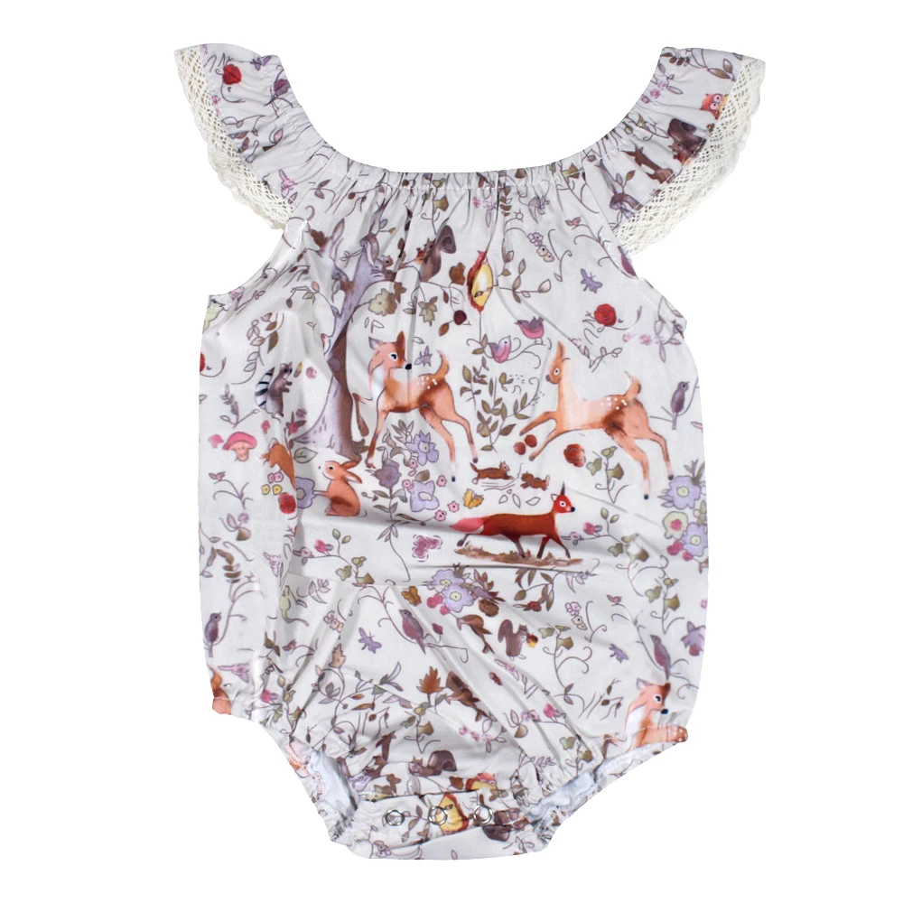 2018 Summer Newborn Baby Girl Ruffle Sleeveless Bodysuits Animal Print ...