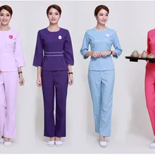 Высокое качество,, узор, авиакомпания, стюардесса, тайская спа-Массажная Униформа косметолога, галстук-бабочка, топы и длинные штаны, комплект униформы