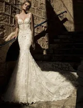 Fashionable Bridal Gowns Pearls Beaded Sweetheart Backless Lace Mermaid Wedding Dresses robe de mariage Custom Made