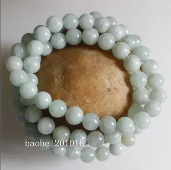 

Certified Natural Untreated Light Green Jadeite Jade Round Beads Necklace 8mm F2