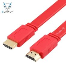 EGRINCY 0.3M 1M 1.5M 3M 5M Gold Plated Plug Male-Male HDMI Cable 1.4 Version Flat Line Short 1080P 3D For PS3/4 HDTV Projector