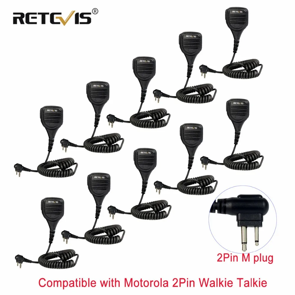 10pcs Retevis 2Pin M Plug Speaker Microphone PTT 3.5mm Audio jack  For Motorola GP68 GP88 GP300 DEP450 EP450 Walkie Talkie Radio