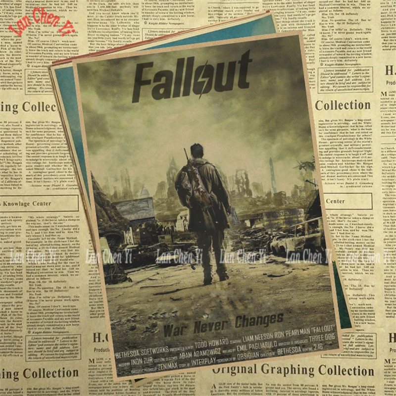 Fallout серии классический фильм крафт-бумага плакат для кафе Креативные обои интерьера - Цвет: Светло-зеленый