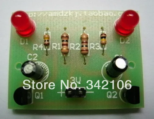 

Free Shipping!!! 2pcs No steady flashing circuit / LED flashing light / light water (finished)