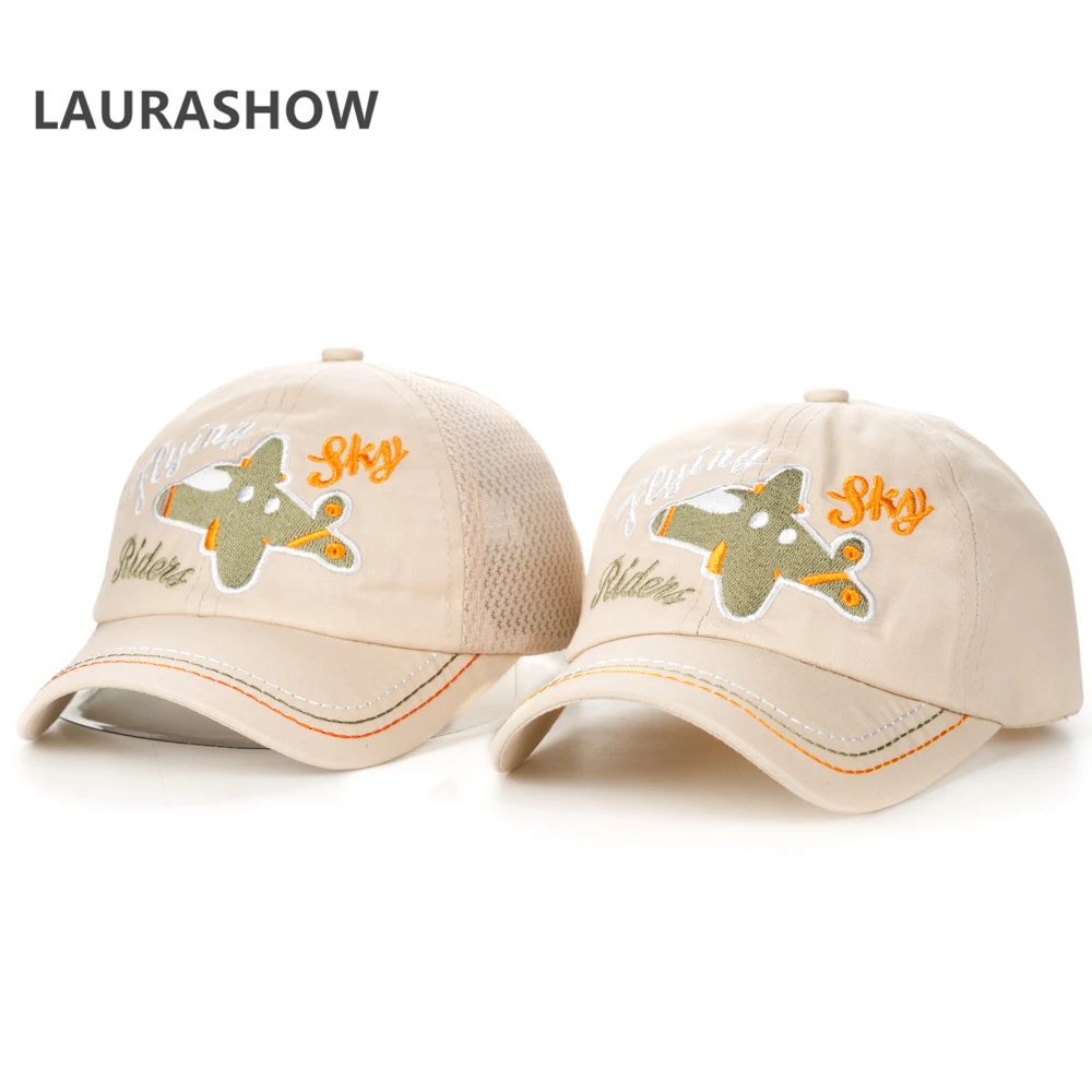 

LAURASHOW Cotton 2018 Airplane Cartoon Children Embroidery Baseball Cap kids Boy Girl Hip Hop Hat