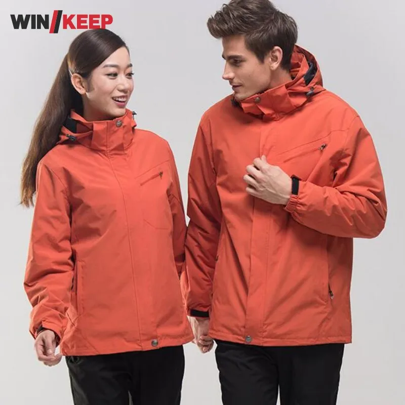 Men Women Winter Waterproof Mountain Clothes Climbing Hiking Overcoats Thicken Fleece Lined Warm Outwear Jacket Coat For Lovers