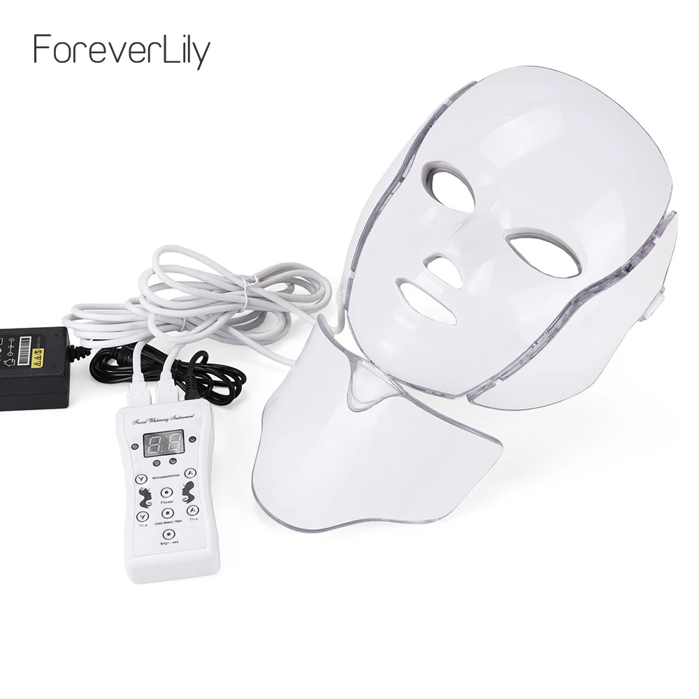 

ForeverLily New Design 7 Colors Photon Light Therapy With Neck Led Facial Mask Skin Rejuvenation Anti-Acne Anti-aging Whitening