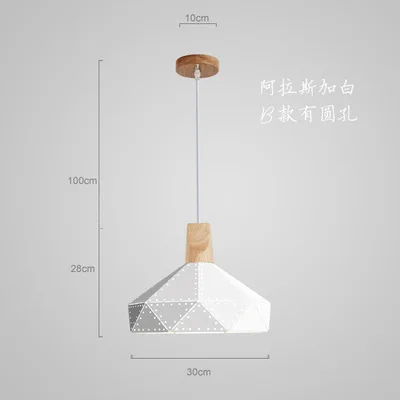 Новинка, 3d Led подвесные светильники, Алмазный металлический Скандинавский современный деревянный металлический светильник, мультяшный креативный подвесной светильник, украшение дома, столовая - Цвет корпуса: B white with hole