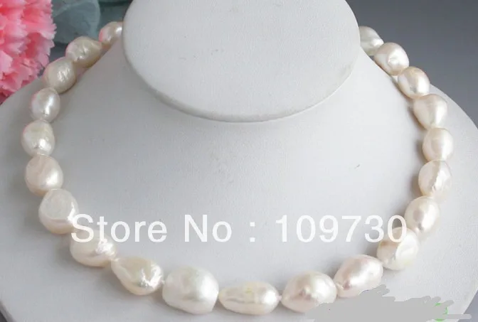 

Jewelry 0012420 Big 17" 19mm baroque WHITE FRESHWATER PEARL NECKLACE