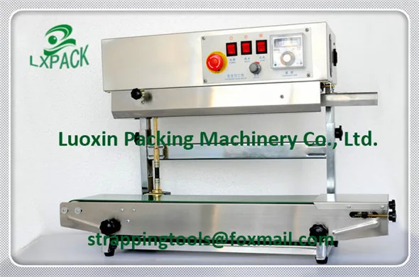 Horizontal Vertical Portable Stainless Steel Tilt Head Continuous Band Sealers Rapid Tabletop Free Standing Benchtop Band Sealer with Dry Ink Coding15