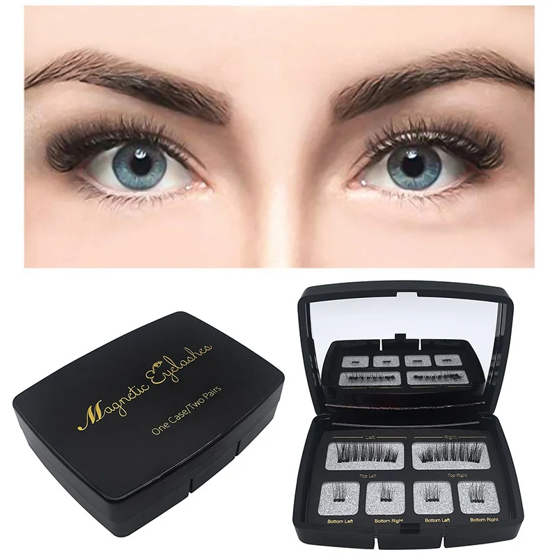 

3D False Eye Lashes Reusable Magnet Fake Eyelashes Kit Magnetic False Eyelashes Set With Eyelash Tweezers