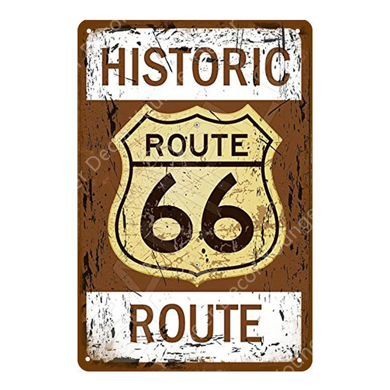 US Route 66 Vintage Metal Tin Signs American Road Car Motorcycles Plate Wall Poster Pub Bar Club Home Decor Garage Decoration - Цвет: YD2490E