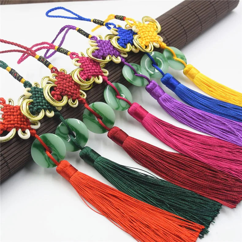

High quality 10 pcs Small new Chinese knot tassel pendant Imitation of jadeite jade piece 8 dish phnom penh pendant 14 Colors
