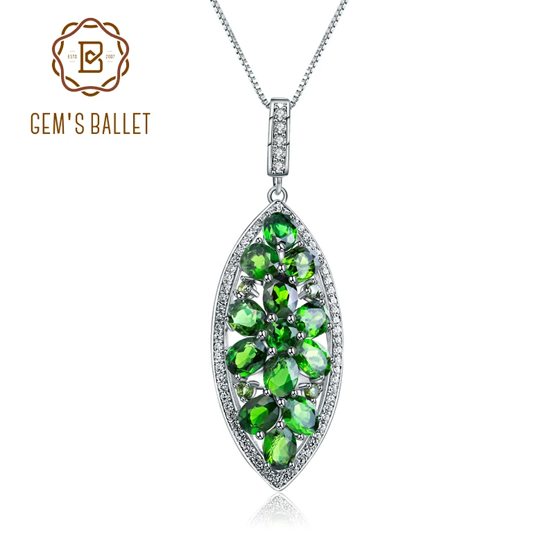 GEM'S BALLET 5.45Ct натуральный хром диопсид 925 пробы Серебряная маркиза кулон ожерелье для женщин обручение ювелирные украшения