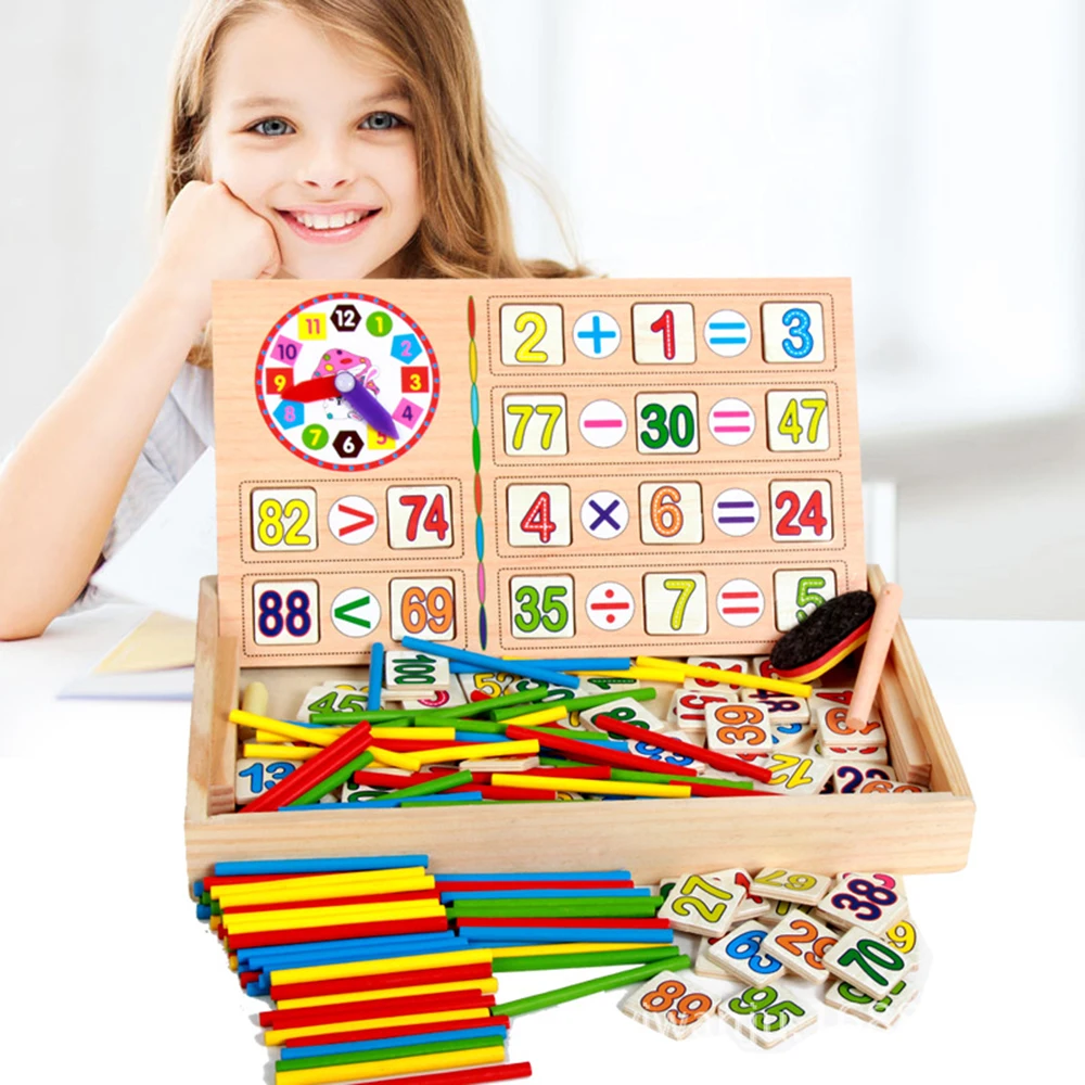 Fun Learning Early Education Math Toys Wooden Kids Children Number Math Counting Sticks Teaching Aids Game Educational Toy P0