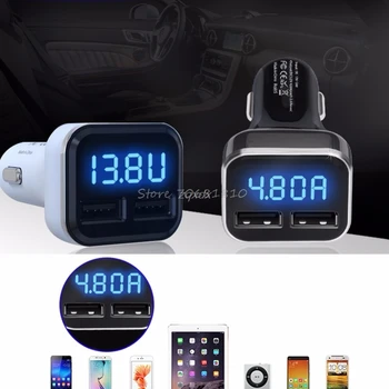 

SIV 4.8A Dual USB Car Charger Adapter LED Display Fast Charging For iPhone For Samsung Whosale&Dropship