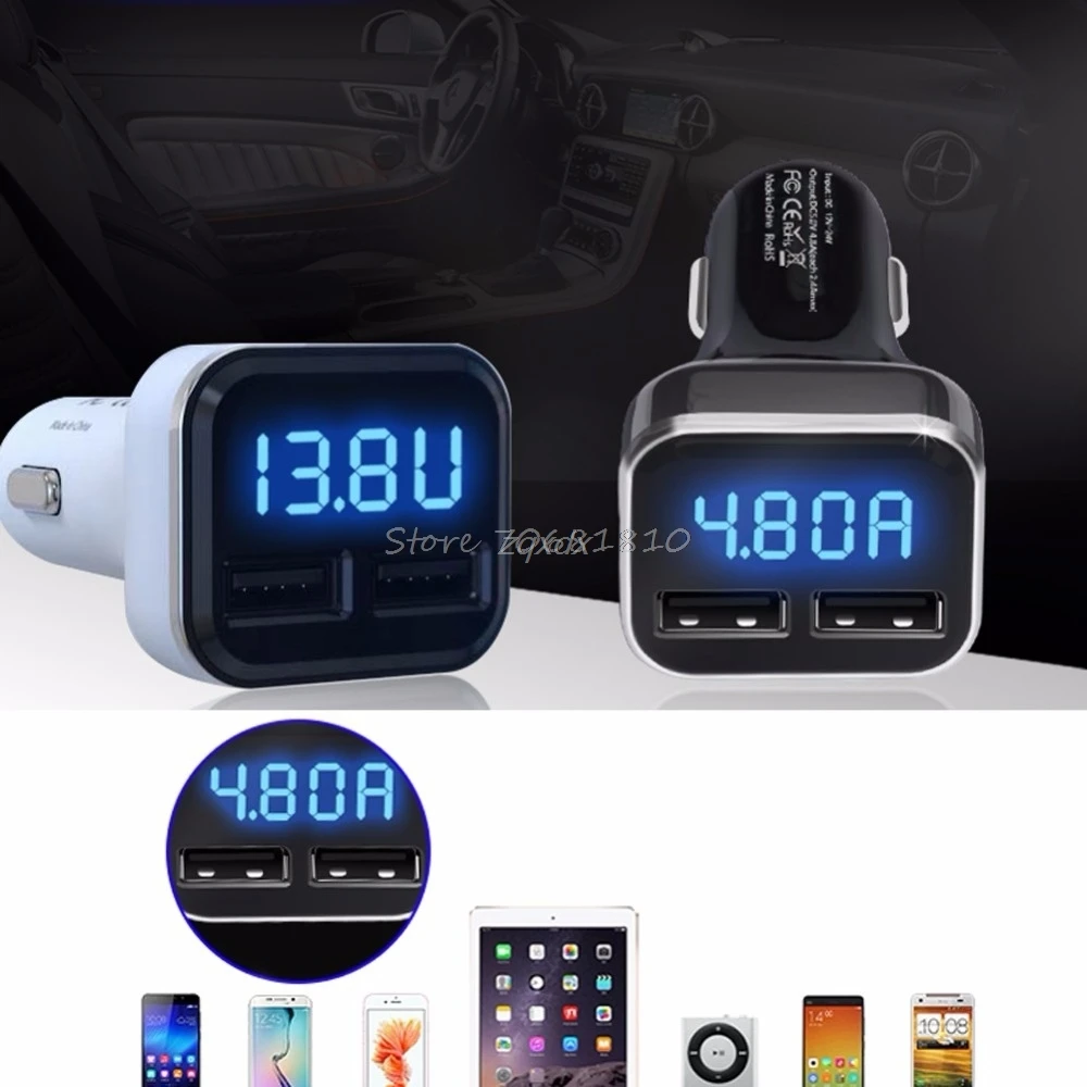 SIV 4.8A المزدوج USB سيارة مهايئ شاحن LED عرض سريع شحن لفون ل سامسونج Z09 هبوط السفينة SIV 4.8A المزدوج USB سيارة مهايئ شاحن LED عرض سريع شحن لفون ل سامسونج Z09 هبوط السفينة