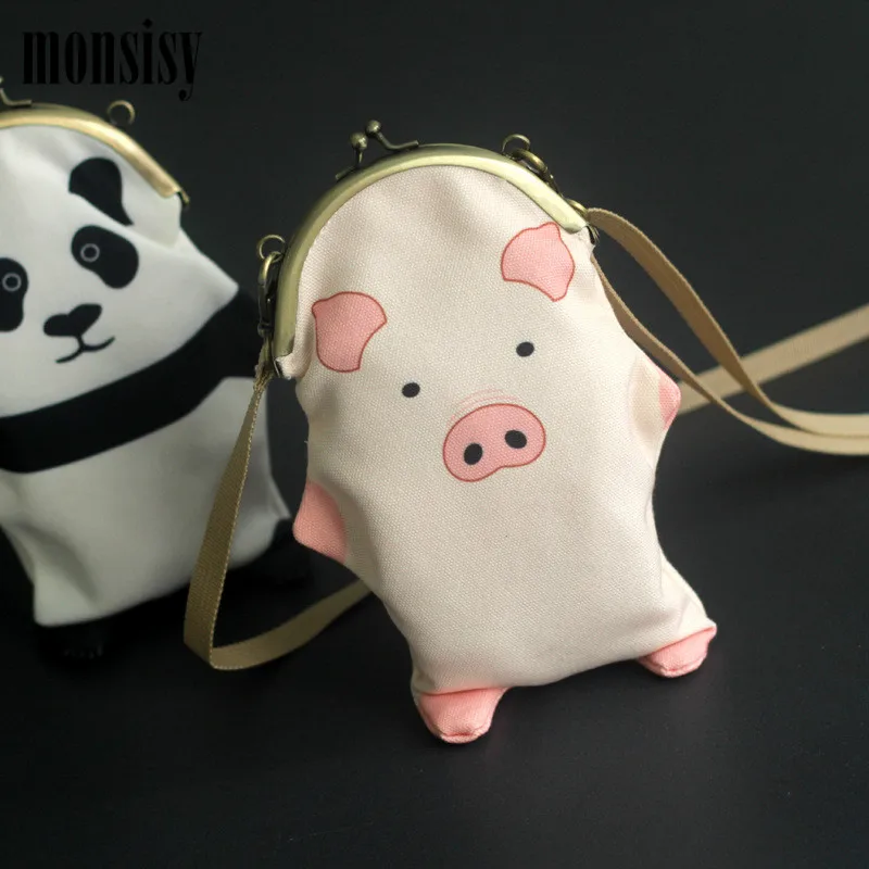 Monsisy Kawaii Children Purse Handbag Girl Phone font b Bag b font Wallet Cartoon Pig Panda