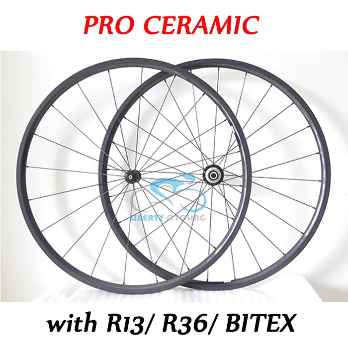 

DEERACE Pro Ceramic 24mm 700C Carbon Road Clincher Tubeless 23mm Wide V Shaped Bike Wheels POWERWAY R13/R36 CERAMIC Hubs