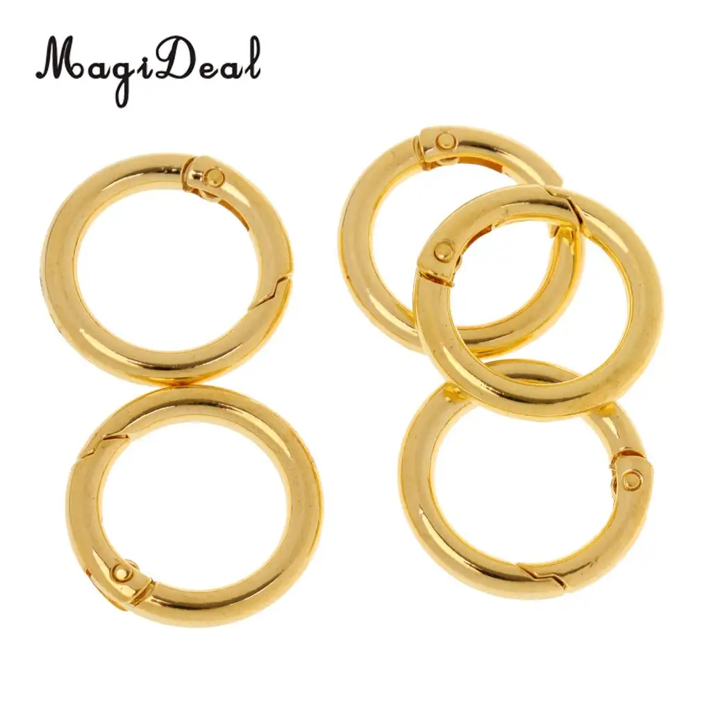 MagiDeal Light Weight 5 Pieces 28mm Alloy Round Carabiners Camping Spring Clip Keychain Circle Carabiner for Camping Hiking