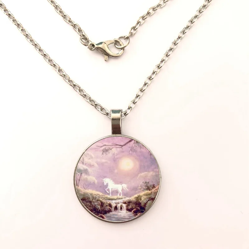 

Robot Unicorn Attack Pendant Necklace Jewelry Glass Art Picture Handmade Statement Necklace Jewelry for Women gift