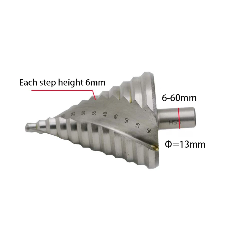 12 ступенчатых конусных сверл набор сверл 6-60 мм рифленые края HSS ступенчатое сверло расширитель треугольный хвостовик Сверление дерева и металла