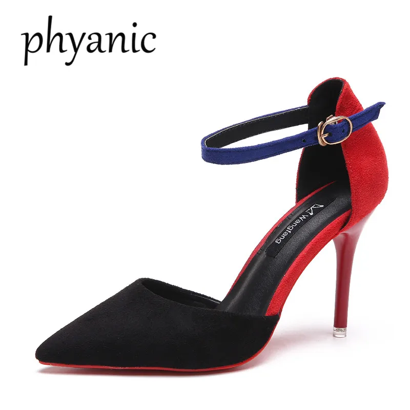 

Phyanic Vintage 2018 New Design Red Bottom Summer Ladies Party Pupms Women Shoes With High Heels Pointed Toe Sandals Size 34