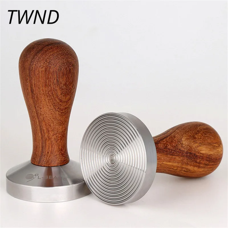 Ripple coffee tamper with precious wood handle 58mm stainless steel