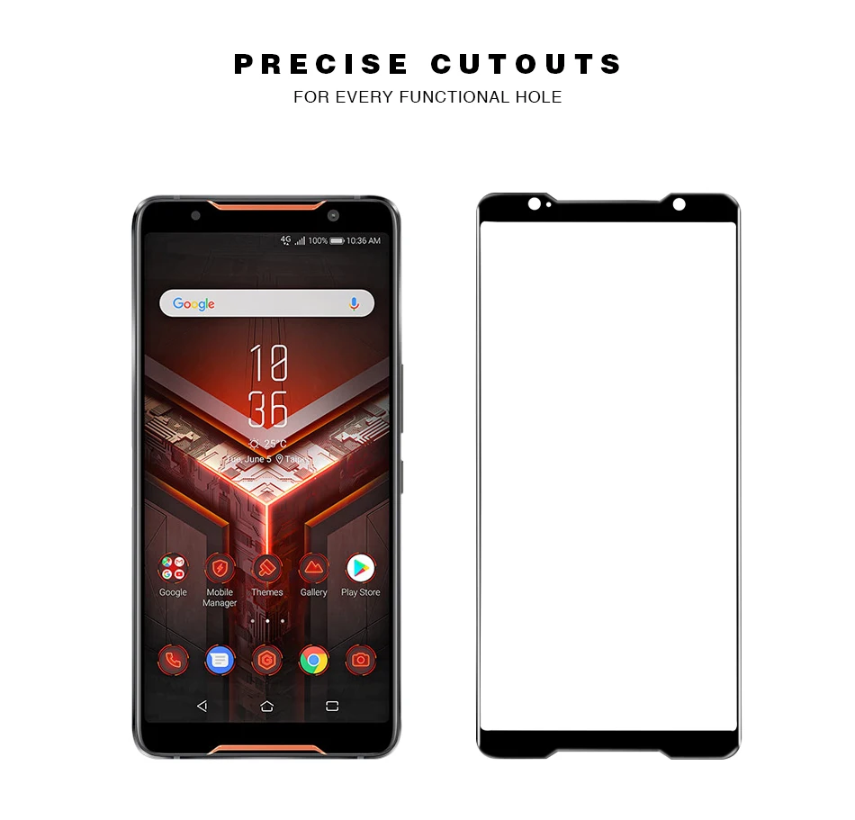 Для Asus ROG Phone закаленное стекло ROG Phone защита экрана 9 H 2.5D полное покрытие Защитная пленка защита ЖК экрана ударопрочный черный