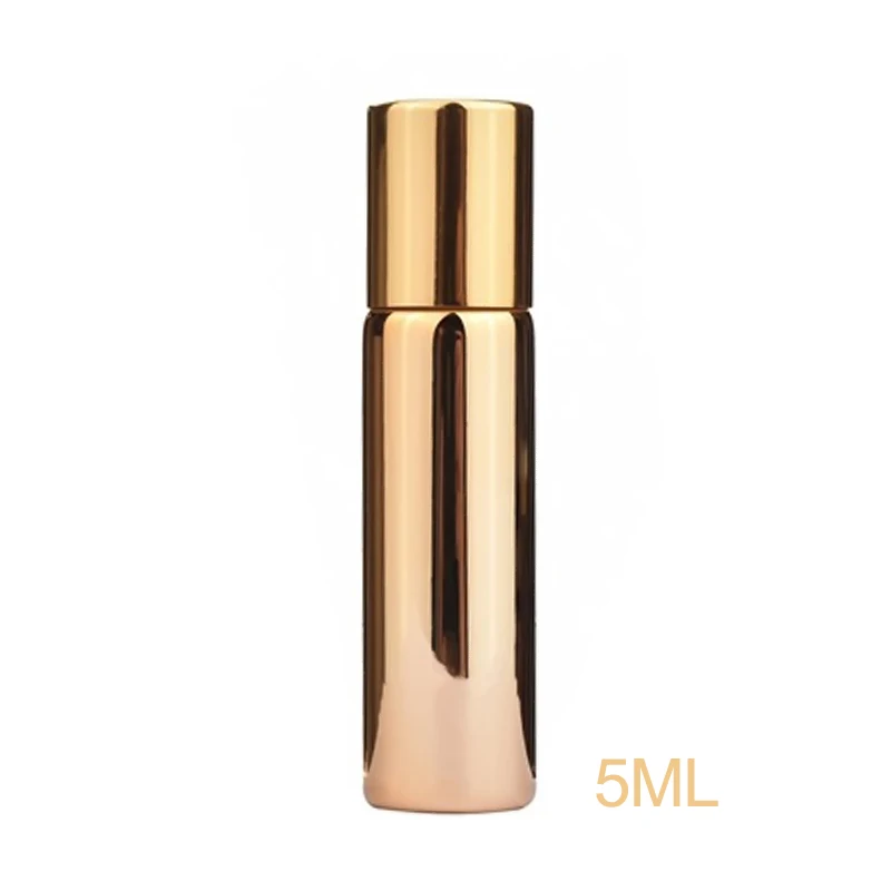 

Silver/Gold 5ml Mini Travel Portable Empty Refillable Glass Inner Container Roll on Bottle For Liquid Essential Oil Perfume